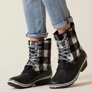 Womens Sorel slimpack Plaid buffalo Boots Size 7.5